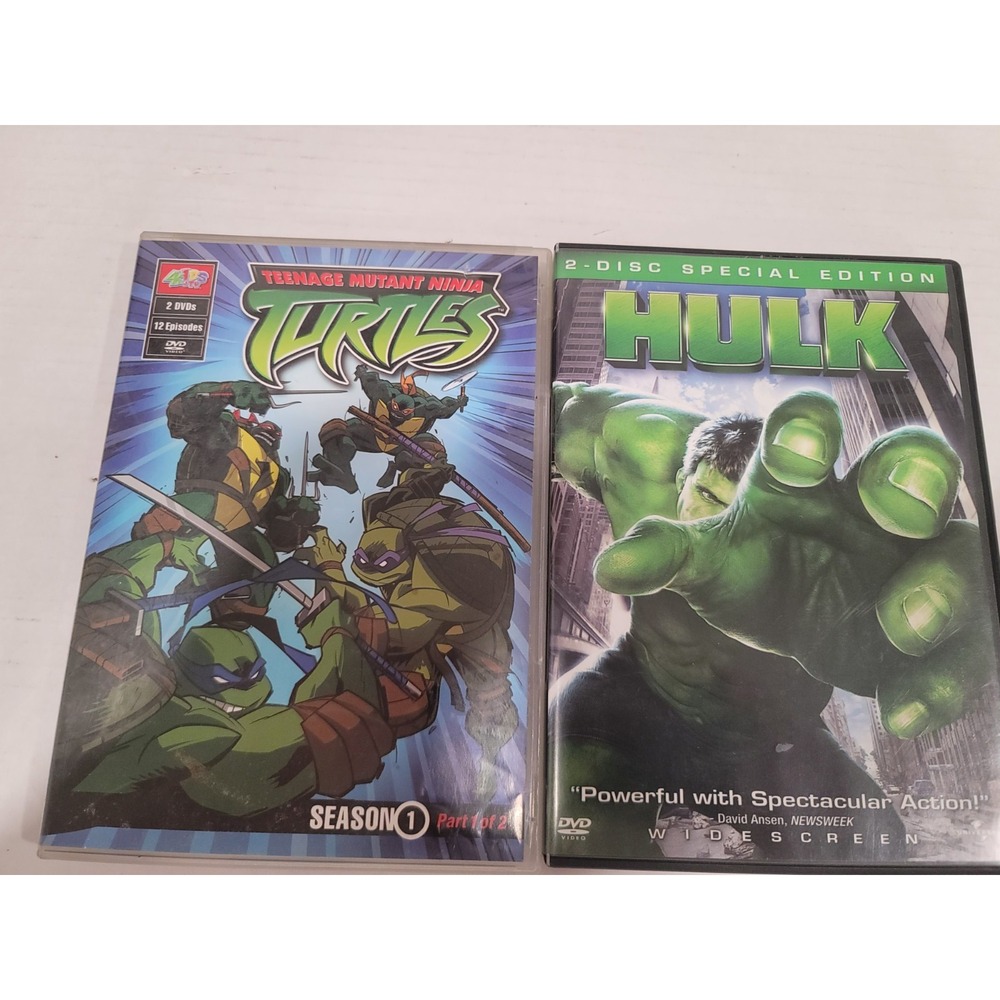DVDs hulk 2 disk, Turtles 2 disk. great shape